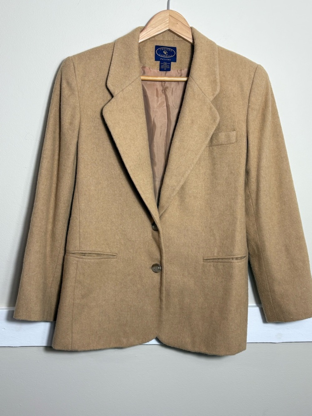 Chelsea Campbell Vintage Camel Hair Blazer Petite 10P Tan Wool Jacket - Picture 2 of 9